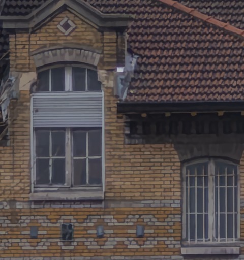 Windows, shutter, roof and brickwork, Enhance Lab ×4